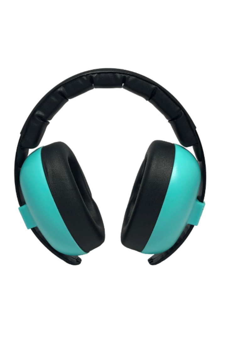 Aqua blue and black earmuffs