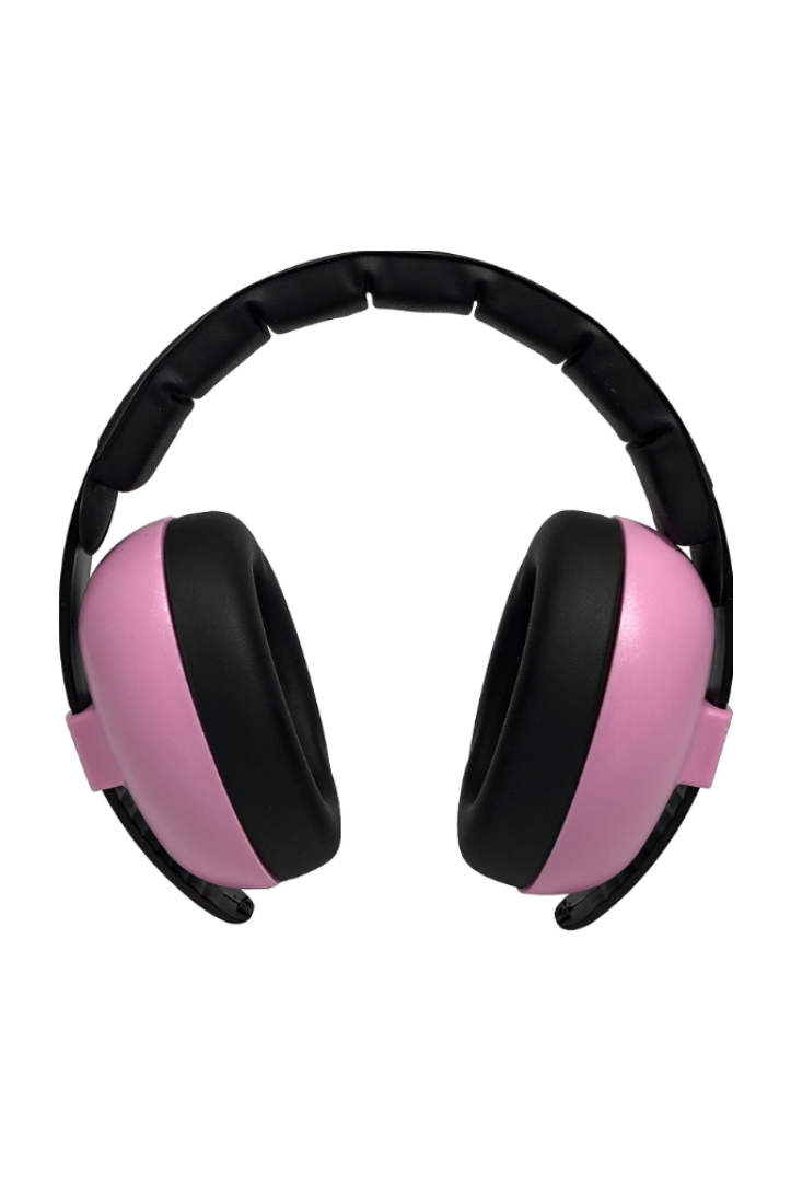 Pink and black earmuffs
