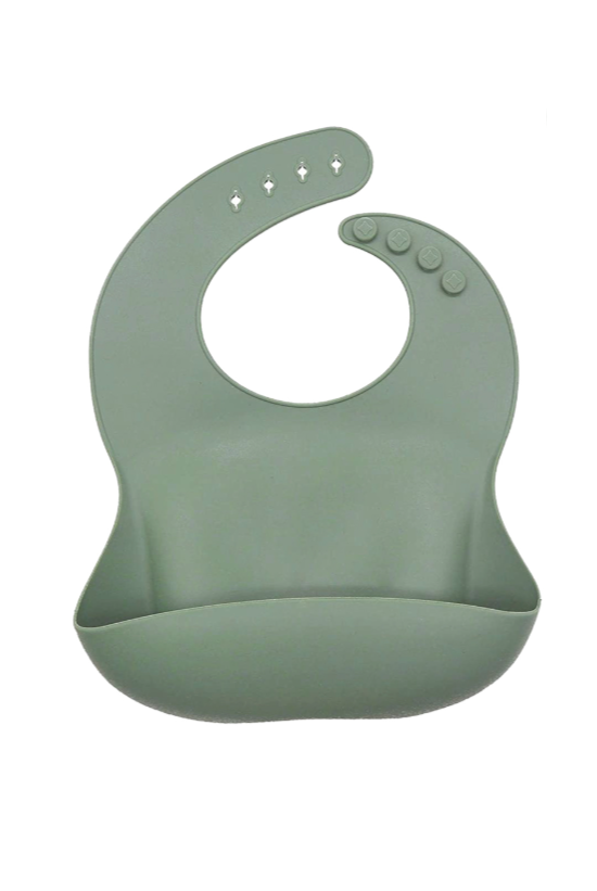 green silicone baby feeding bib