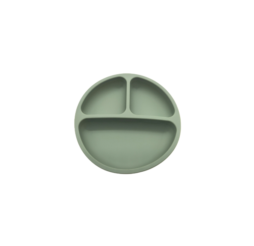 green baby silicone divided plate