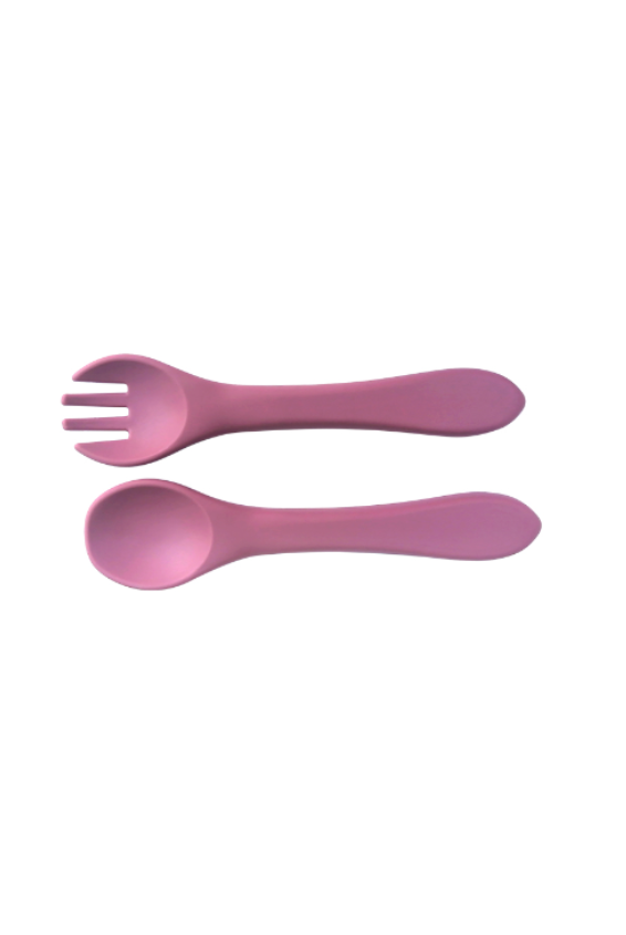 Rose baby silicone fork and spoon