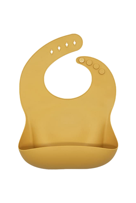 yellow silicone baby feeding bib