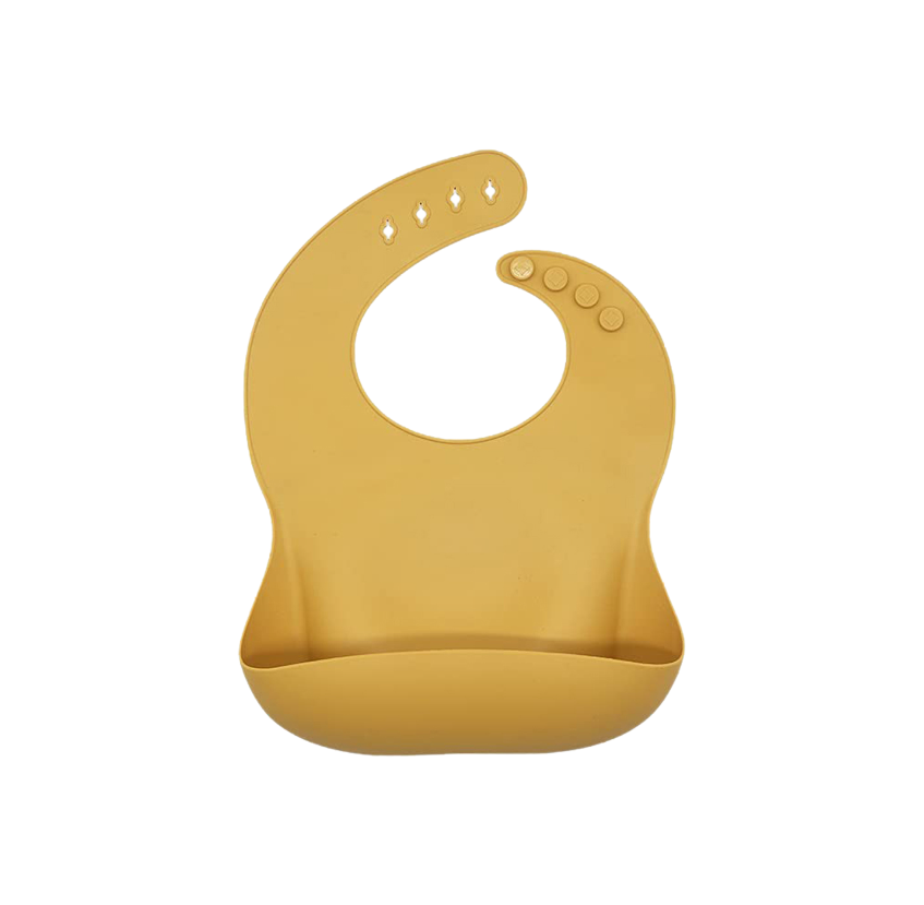yellow silicone baby feeding bib