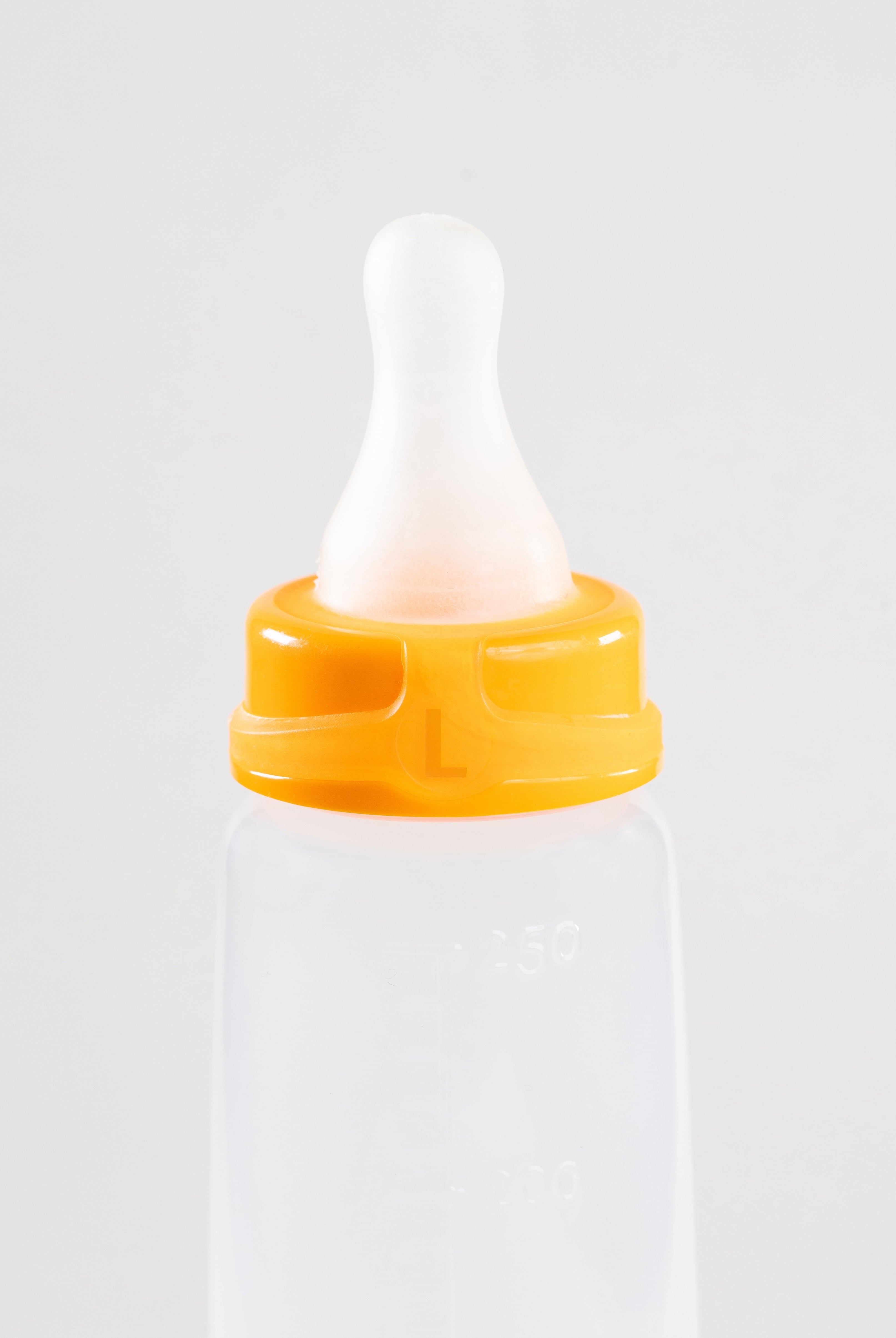 250ml Sepal baby bottle with orange Large Teat Fast Flow attached