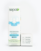 Sepal retail box for 3 teat pack for blue extra small extra slow flow teats. Size, flow, age & code displayed for easy reference.