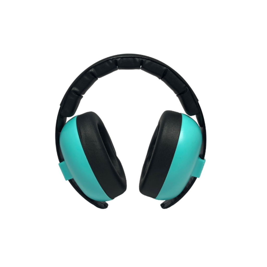 Aqua blue and black earmuffs