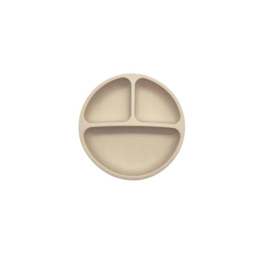 beige baby silicone divided plate