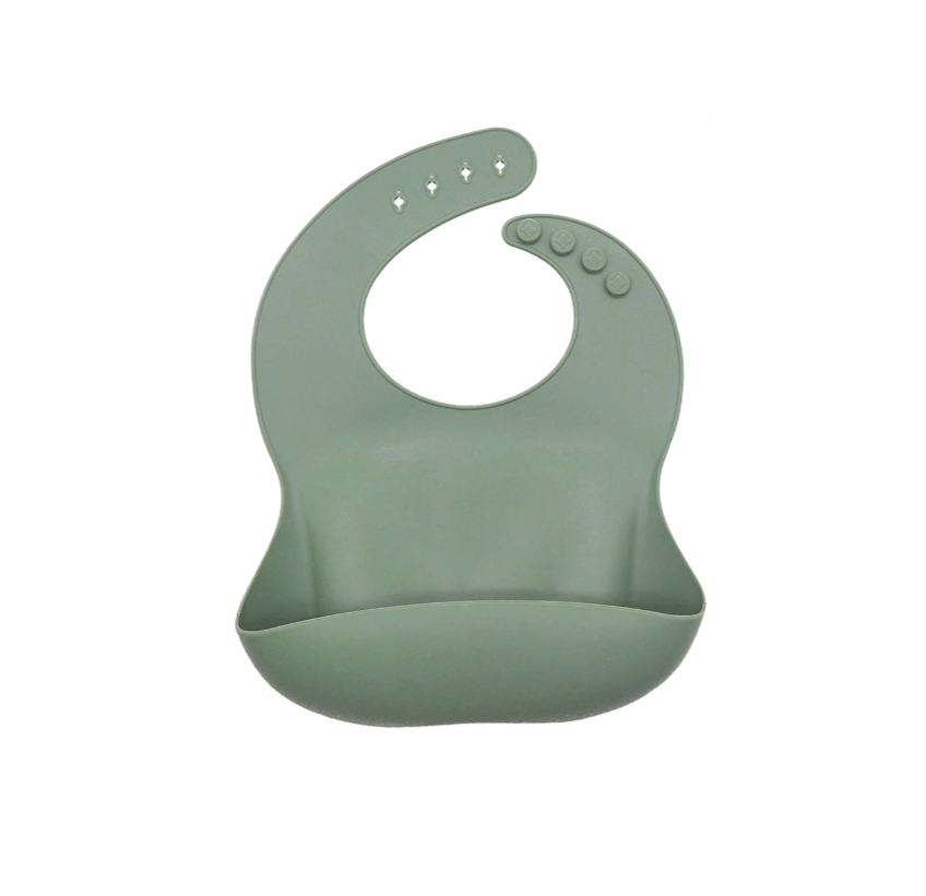 green silicone baby feeding bib