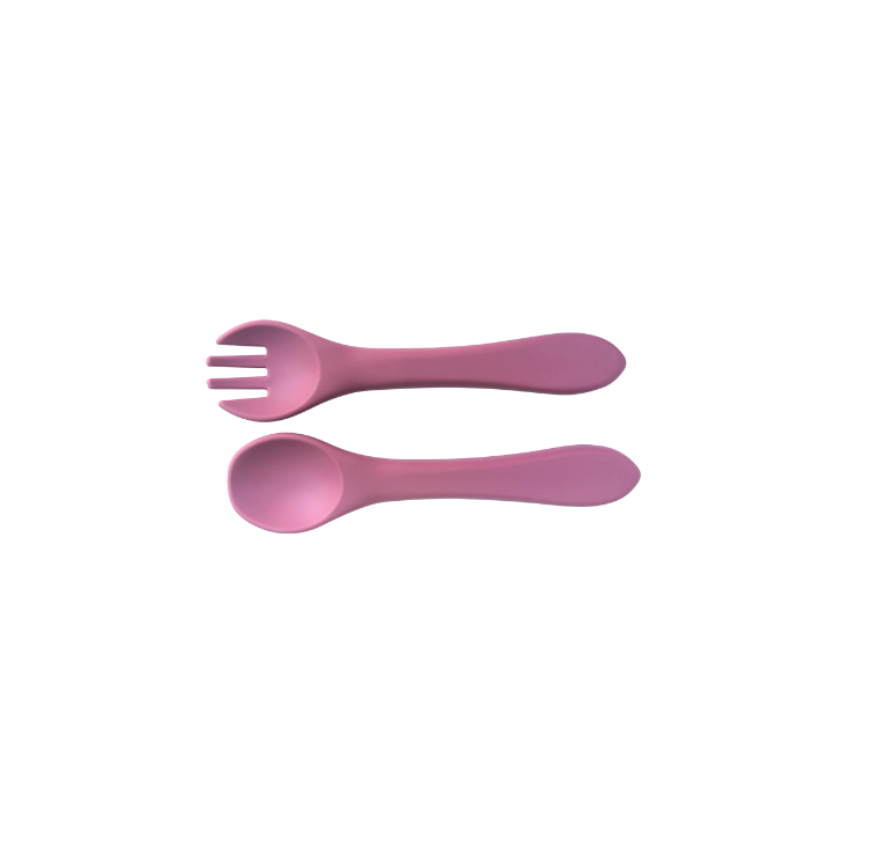 Rose baby silicone fork and spoon