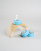 3 Sepal blue small teat extra slow flow displayed on a wooden arch